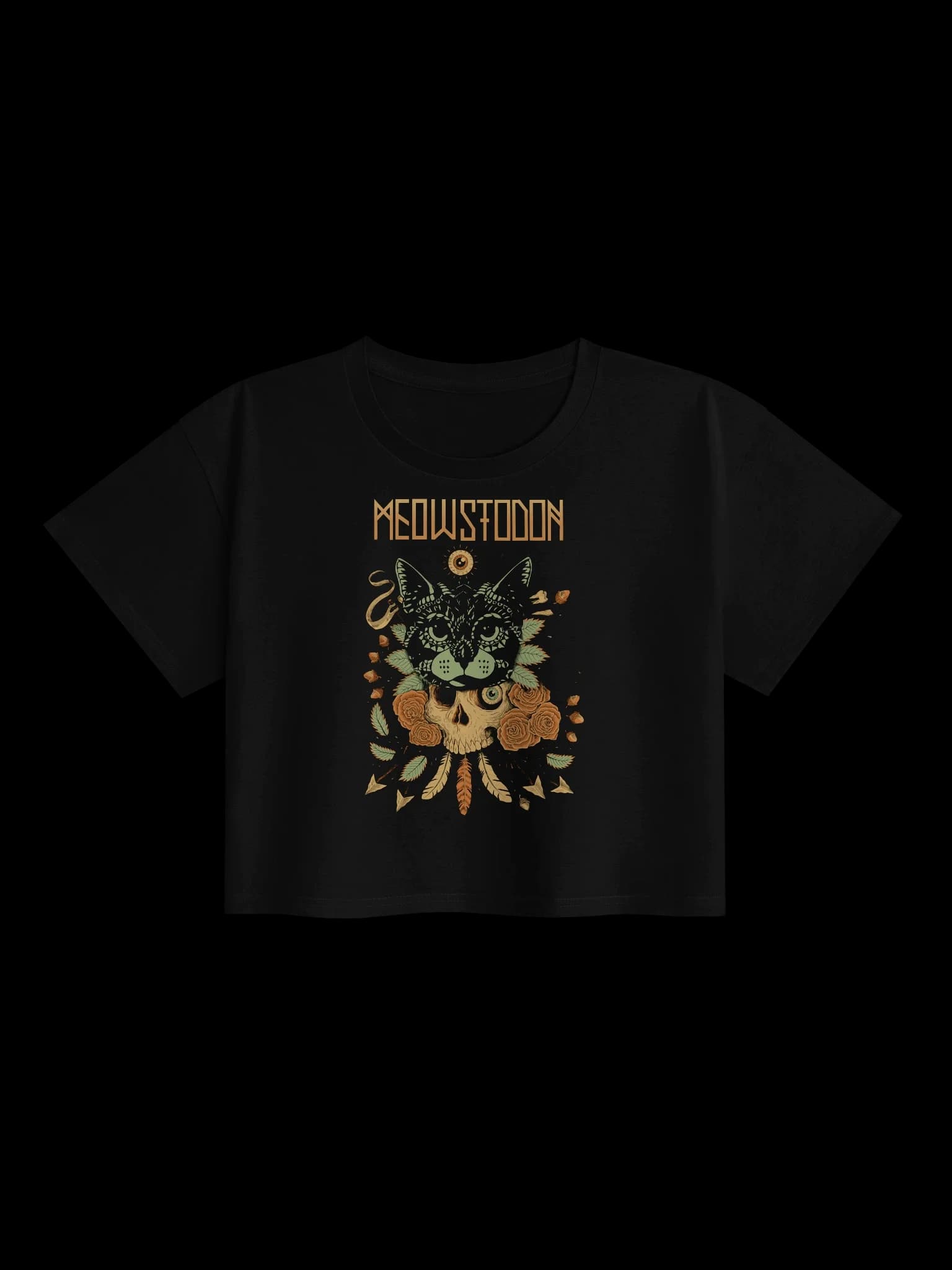 Meowstodon - Cat & Skull - Crop Top