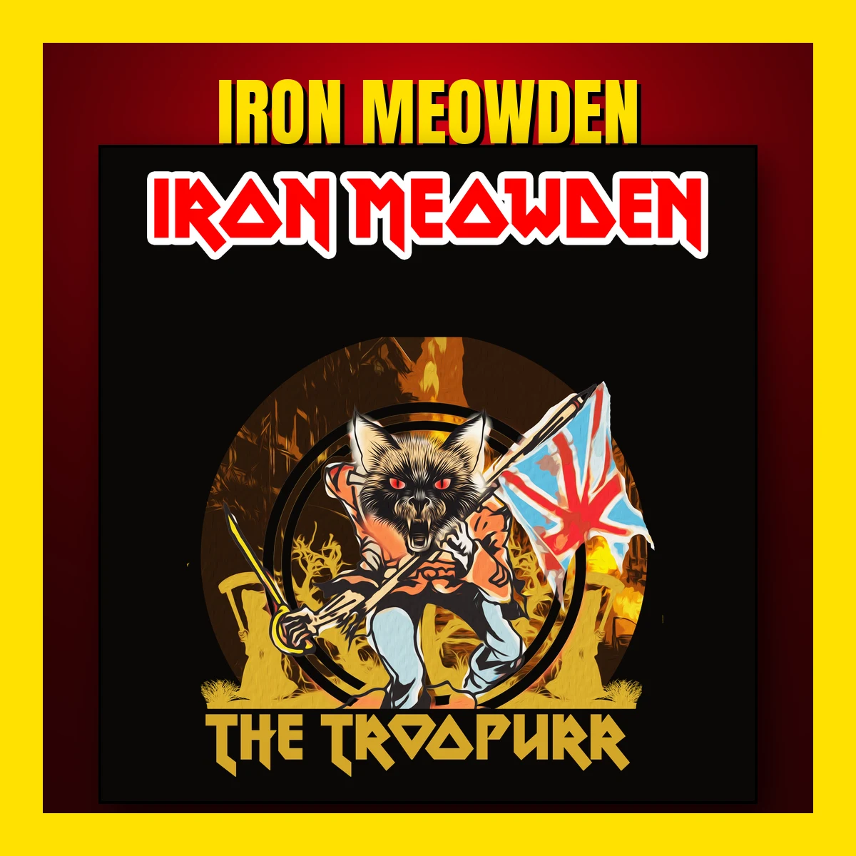 Iron Meowden cat metal cover art