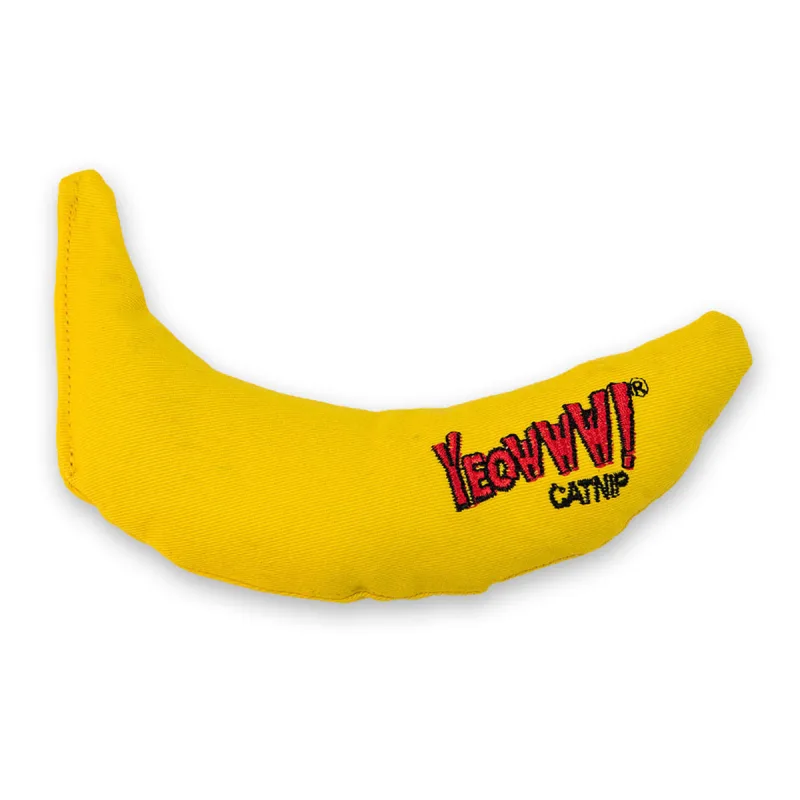 Yeowww Catnip Banana yellow cotton toy - an inexpensive gift for a cat lover's cat